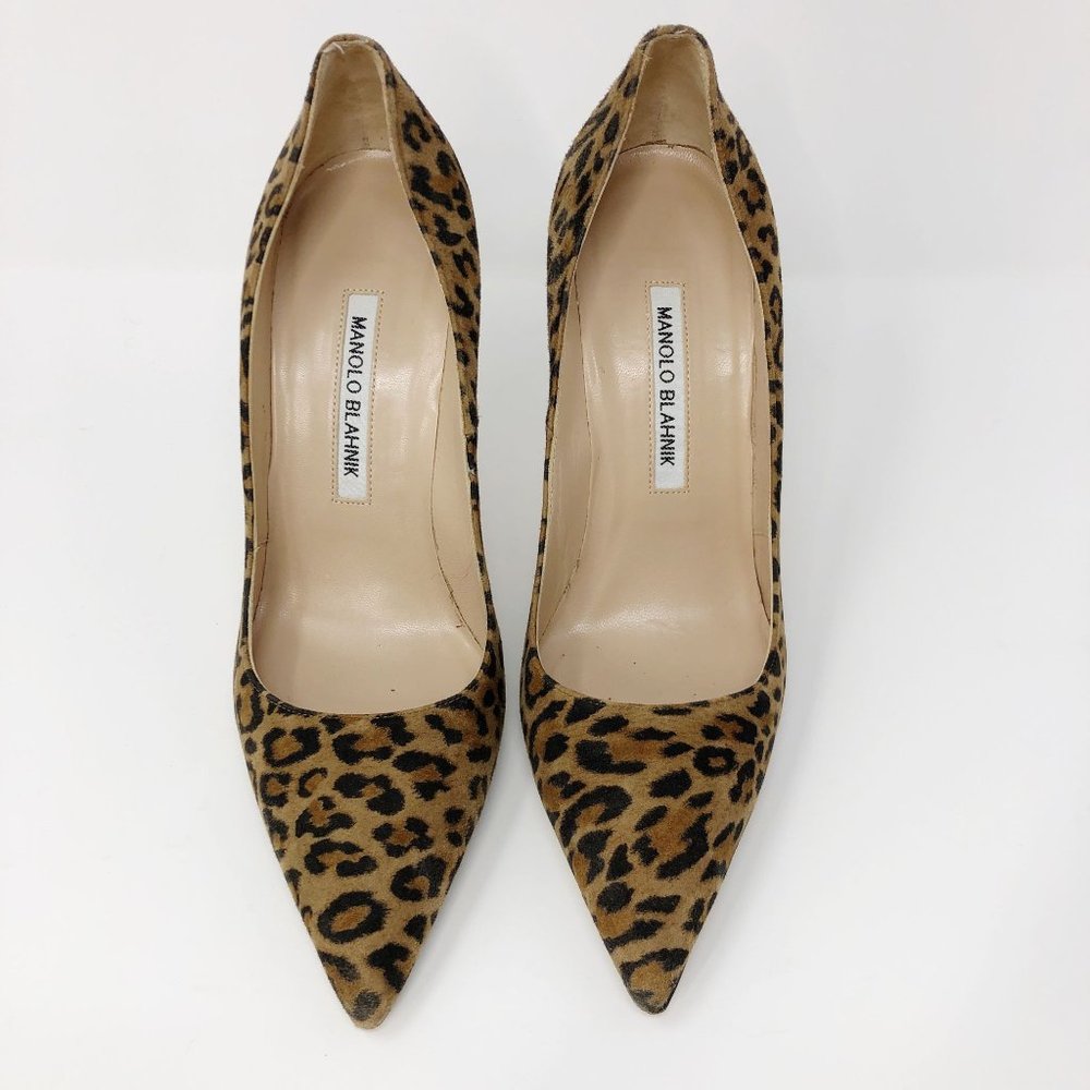 Manolo Blahnik BB Leopard Print Suede Pump Heel EU38 - Picture 14 of 16